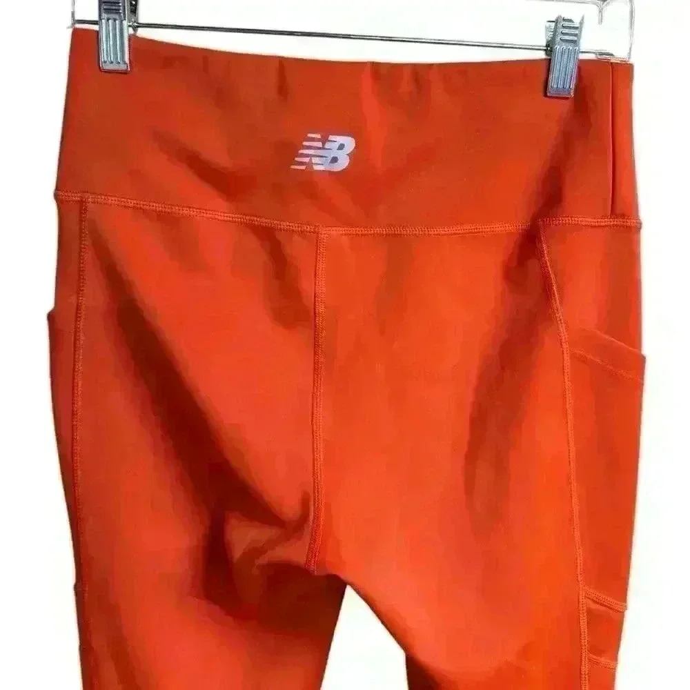New Balance Orange Shape Shield 7/8 High Rise Side Pocket Leggings Size S - Picture 5 of 9